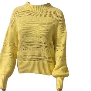 Marc New York 100% Cotton Pale Banana Long Sleeve Knit Sweater